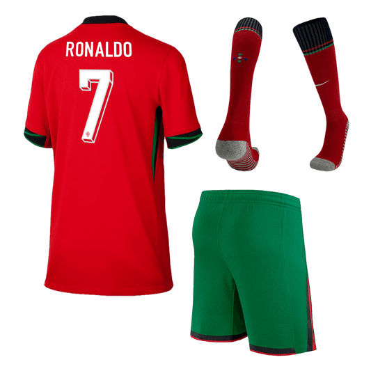 Kid's Portugal RONALDO #7 Home Jerseys Full Kit Euro 2024 Go Game Wear